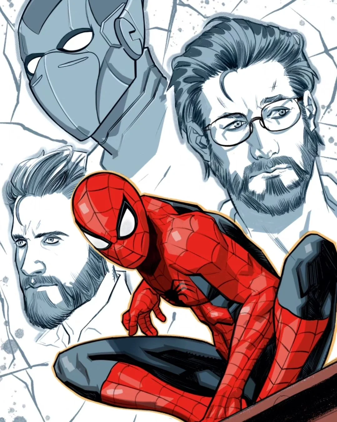 Ultimate Spider-Man e Peter Parker disegnati da David Messina