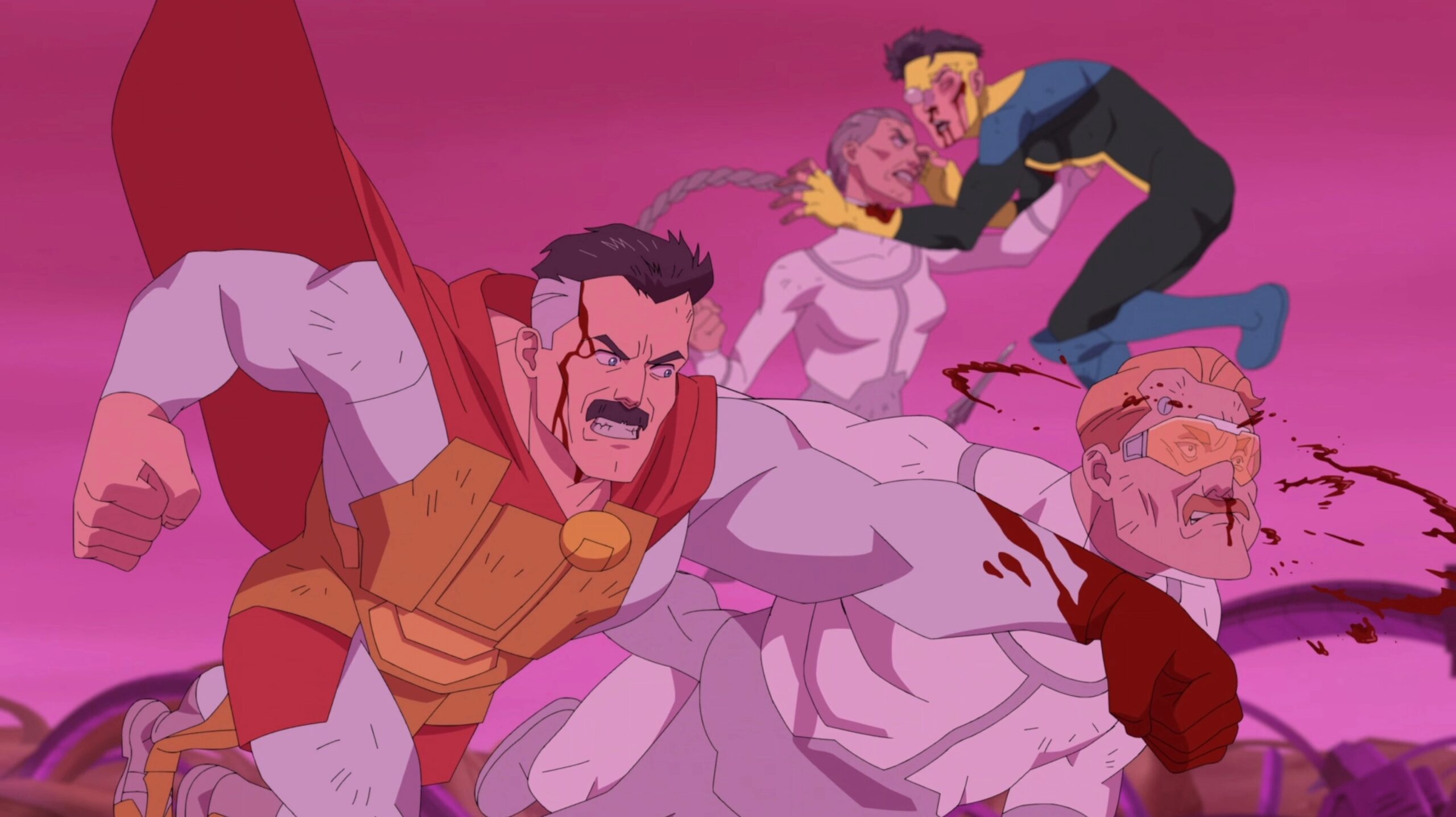 Nolan e Mark combattono contro i Viltrumiti giunti su Thraxa