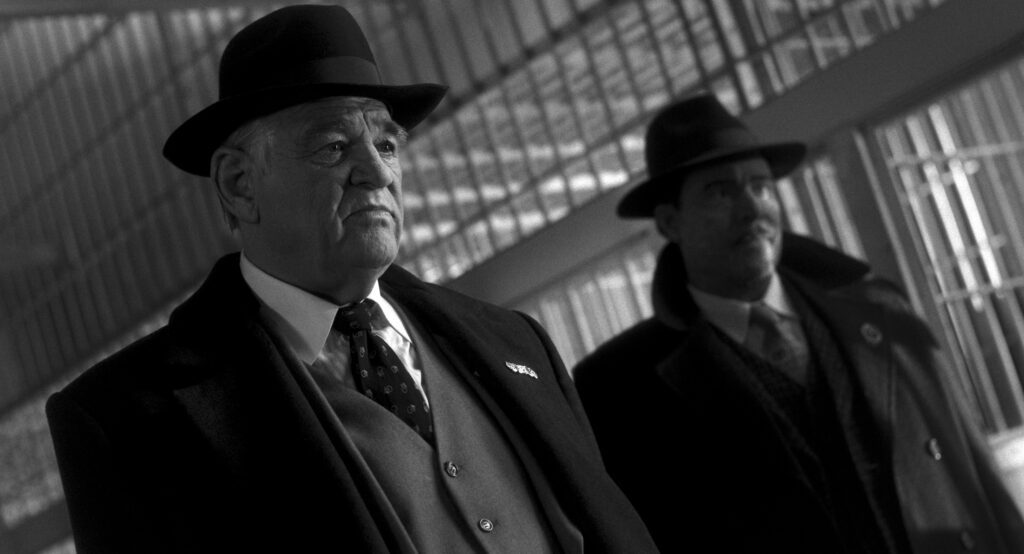 Finn Byrne/Silvermane (Brendan Gleeson) and Flint Marco/Sandman (Jack Huston) in SPIDER-NOIR
Photo: Courtesy of Prime
© Amazon Content Services LLC