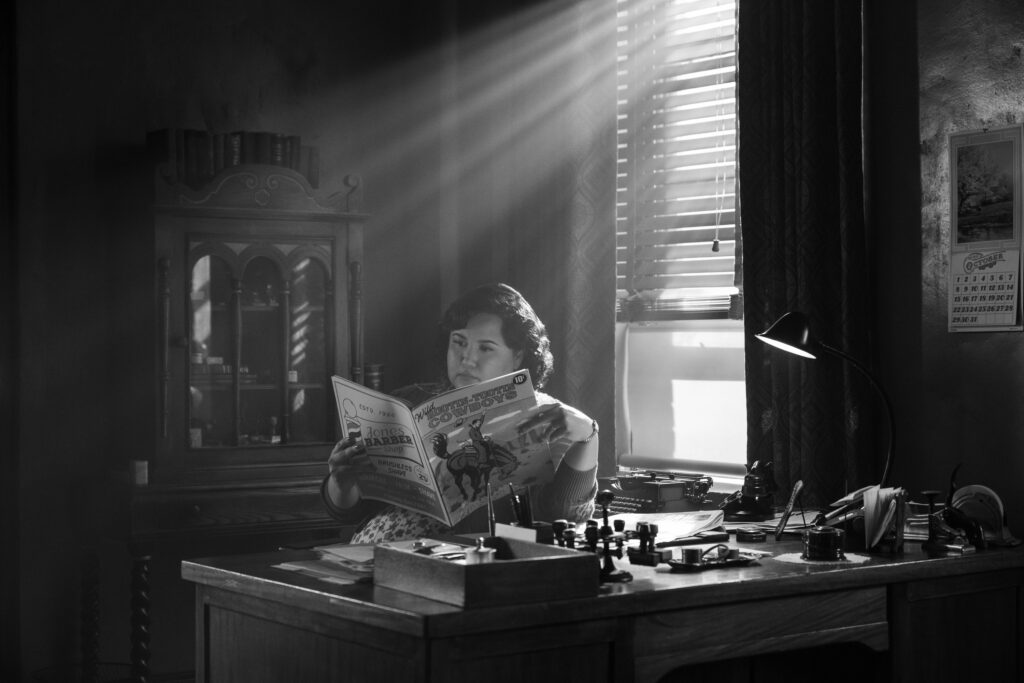 “Janet” (Karen Rodriguez) in a scene from Prime Video’s Spider-Noir (Courtesy of Aaron Epstein)