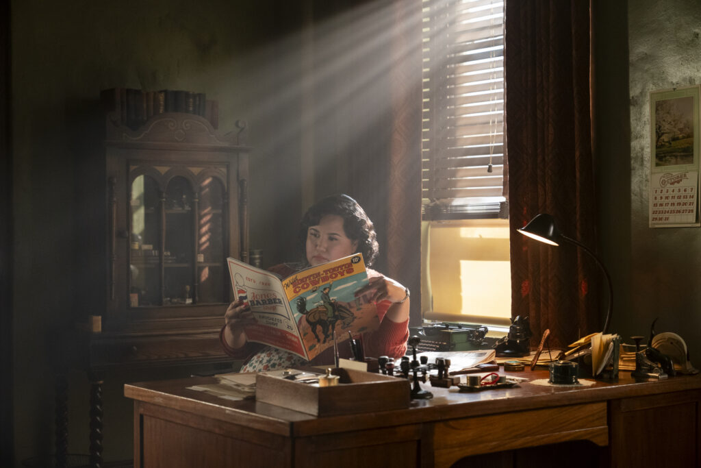 “Janet” (Karen Rodriguez) in a scene from Prime Video’s Spider-Noir (Courtesy of Aaron Epstein)