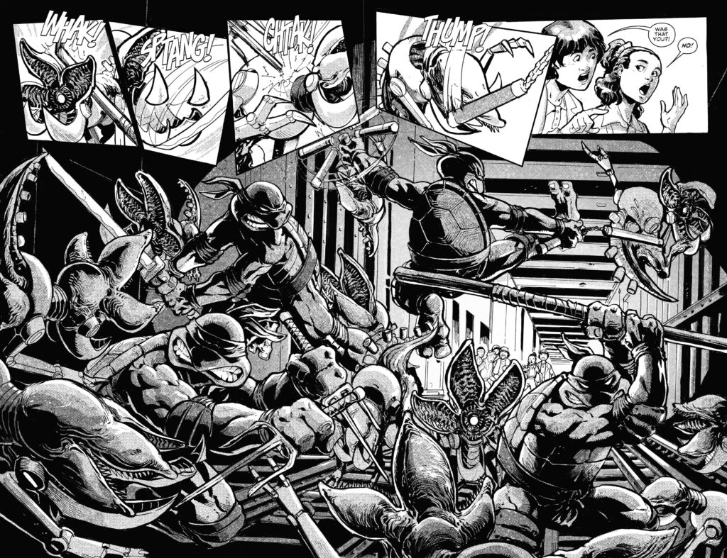 Tavola tratta da Teenage Mutant Ninja Turtles x Stranger Things #1 Director's Cut