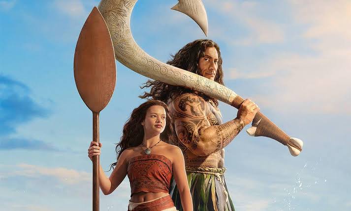 Catherine Laga'aia e Dwayne Johnson nella trasposizione live action di Oceania