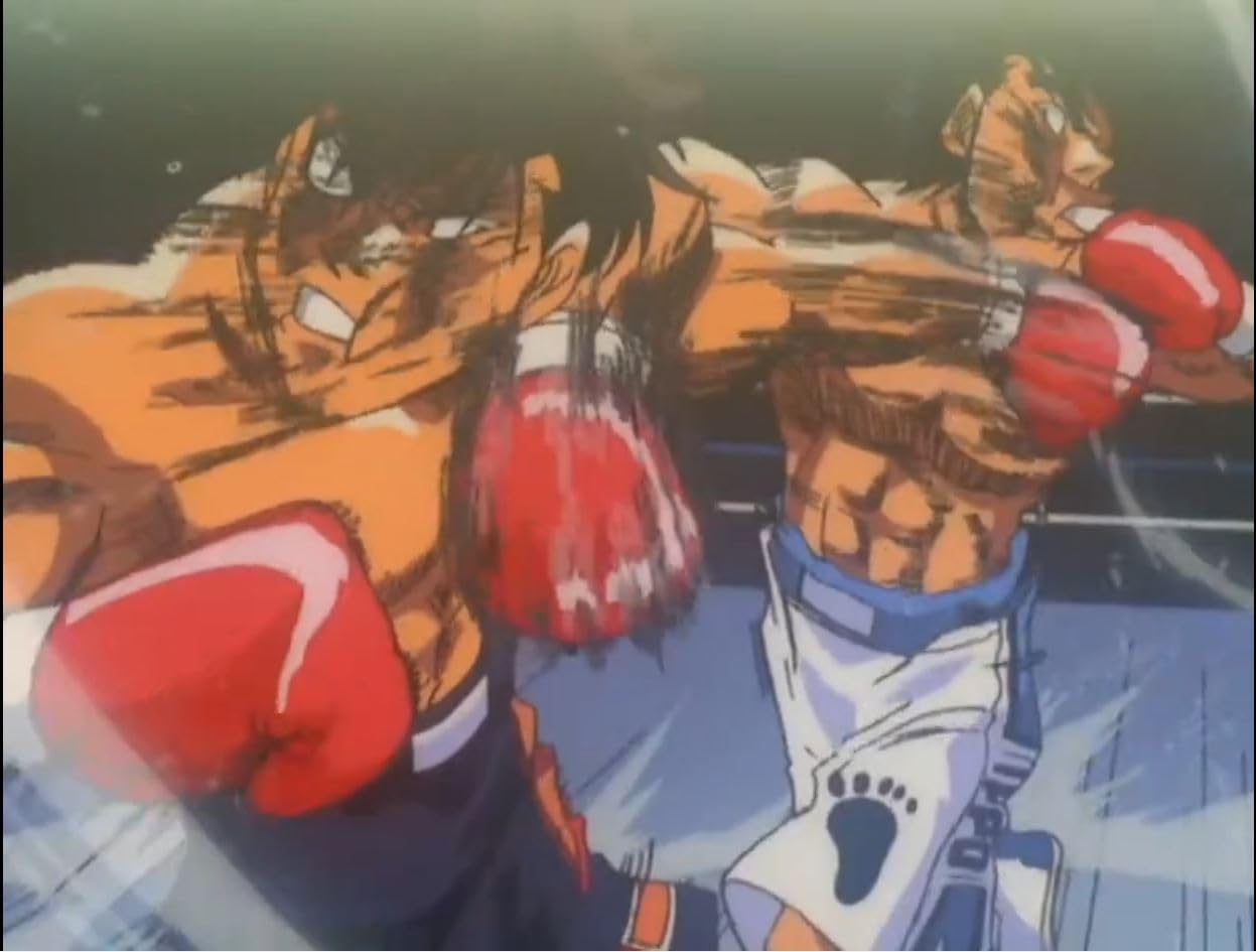 Scambio di pugni tra Takeshi Sendō (a sinistra) e Ippo